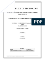 Activity 1 - Computer Installation and Maintenance Cte 413