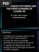 Ownwership Patterns and The Effectiveness of Clause 49: DR S.N.V. Siva Kumar DR Shanti Suresh