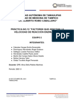 Práctica No.12 "Factores Que Afectan La Velocidad de Reacción Enzimática "