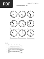 Soal Latihan Telling The Time