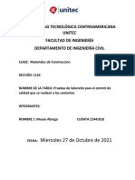 Pruebas de Laboratio para El Control de Calidad Que Se Realizan A Los Cementos