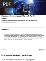 SEMANA 5 - Diseñando Documentos Con Microsoft Word I - Opciones Básicas Del Procesador de Texto Microsoft Word