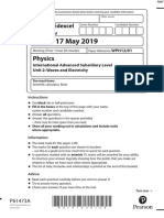 June 2019 (IAL) QP - Unit 2 Edexcel Physics A-Level