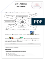 Unit 1 /lesson 1 Holidaying: 1. Focus On The Spidergram Below and Ask and Answer Questions