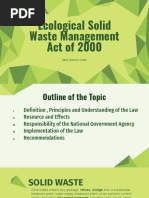 Ecological Solid Waste Management Act of 2000: Geol. Jhoryl S. Imbo