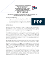 Práctica 3. Obtención, Propiedades y Reacciones de Los Ácidos Carboxílicos.