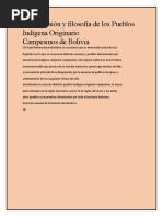 Cosmovisión y Filosofía de Los Pueblos Indígena Originario