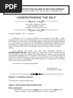 Understanding The Self: Module 1 Contents/ Lessons