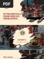 Fundamentals in Food Service Operations