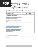 Assignment Cover Sheet: Module Code: BEE1036 Candidate Number: 152504