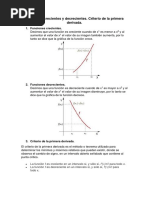 Funciones Crecientes y Decrecientes. Cricterio de La Primera Derivada.