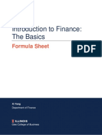 Introduction To Finance: The Basics: Formula Sheet