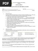 Summative Test English 9 3rd Grading