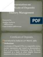 Presentation On Certificate of Deposits: Treasury Management