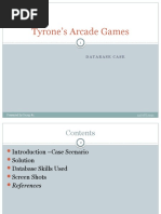 Tyrone's Arcade Games: Database Case