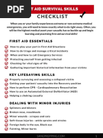 Skills You Need To Learn First Aid Survival Skills Checklist 1 1