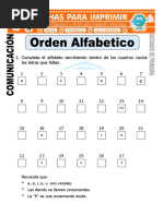 Ficha de Orden Alfabetico para Segundo de Primaria