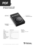 Sealed Enclosure With 8" Passive Subwoofer: Product Data Sheet