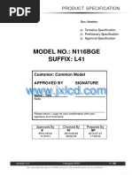 Model No.: N116Bge Suffix: L41: Product Specification