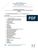 Midterm Examination in DRAW III (Fundamental of Technical Sketching, Instrumental Drawing and Blueprint Reading)