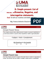 Session 10: Simple Present: List of Verbs. Affirmative, Negative, and Interrogative Statements