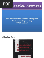 Four Special Matrices: ME710 Mathematical Methods For Engineers Mechanical Engineering NITK Surathkal