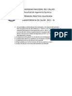 Universidad Nacional Del Callao Facultad de Ingeniería Química Primera Practica Calificada Transferencia de Calor 2021 - B