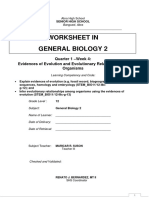 Worksheet in General Biology 2: Quarter 1 - Week 4: Evidences of Evolution and Evolutionary Relationships of Organisms