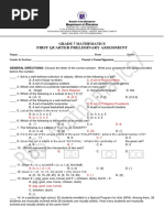 First Quarter Preliminary Assessment: Grade 7 Mathematics