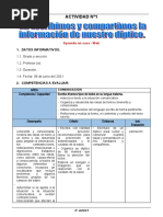 4° Grado - Actividad Del Dia 09 de Junio