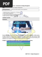 Lesson 1: Introduction To Strategic Management Topic: Learning Outcomes