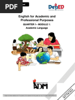 English For Academic and Professional Purposes: Quarter 1 - Module 1: Academic Language