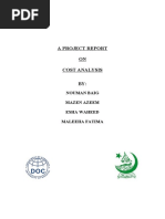 A Project Report ON Cost Analysis BY:: Nouman Baig Mazen Azeem Esha Waheed Maleeha Fatima