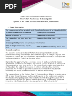 Course Syllabus Didactics of Mathematics