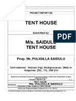 Project Report For Tent House - PMEGP - Bank - UBI