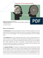 Lesson 1-Continuation) The First Language Acquisition: What Is Psycholinguistics?