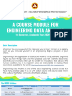 A Course Module For Engineering Data Analysis: 1st Semester, Academic Year 2020-2021