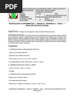 Tecnologia e Informatica - Grado 8 - Periodo 3 - Guia 1 - Hoja de Calculo Microsoft Excel Parte 1