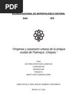 Origenes y Expansión Urbana de A Antigua Ciudad de Palenque