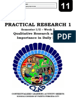 Applied - (11) - Practical Research 1 - Sem I and II - CLAS3 - Qualitative Research and Its Importance in Daily Life - v3