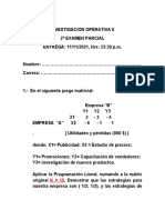 INVESTIGACION OPERATIVA II, Segundo Examen II 2021