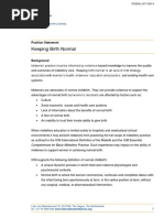 Keeping Birth Normal: Position Statement