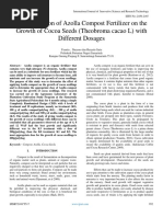 Administration of Azolla Compost Fertilizer On The Growth of Cocoa Seeds (Theobroma Cacao L) With Different Dosages