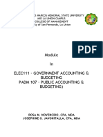 In Elec111 - Government Accounting & Budgeting Padm 107 - Public Accounting & Budgeting)