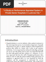 A Study On Performance Appraisal System in Private Sector Hospitals in Lucknow City