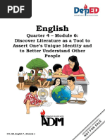 English7 Q4 Mod6 DiscoverLiteratureAsAToolToAssertOnesUniqueIdentityAndToBetterUnderstandOtherPeople V2