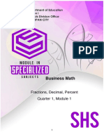 Business Math: Fractions, Decimal, Percent Quarter 1, Module 1