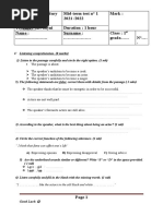 M. Messadi Secondary School Dahmani Mid-Term Test N° 1 2021 /2022 Mark