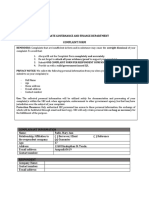 Corporate Governance and Finance Department Complaint Form