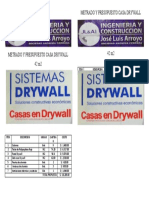 Metrado y Presupuesto Drywall Techo Propio